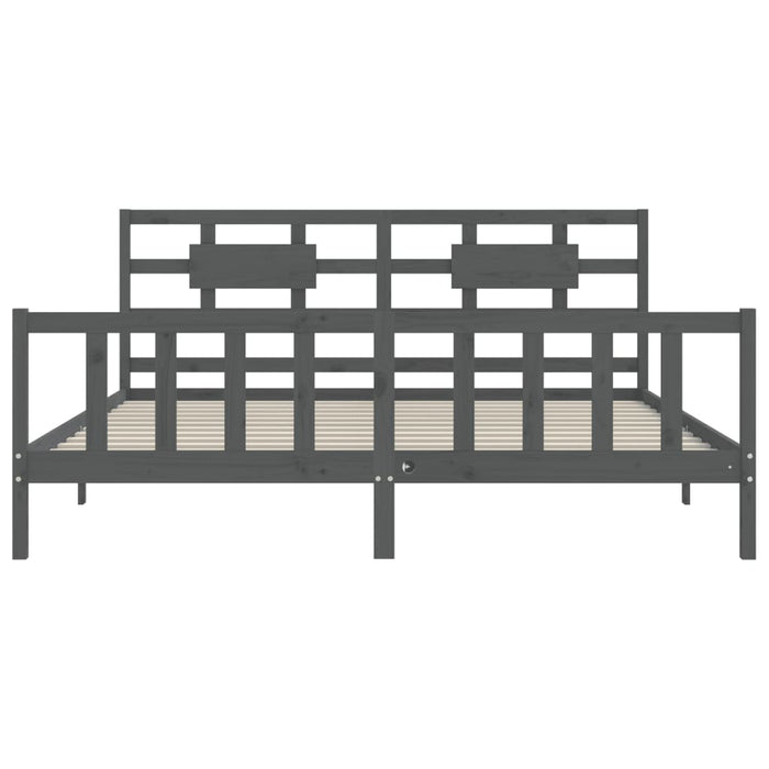 Massivholzbett mit Kopfteil Grau 200x200 cm