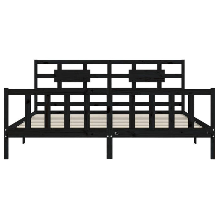 Massivholzbett mit Kopfteil Schwarz 200x200 cm