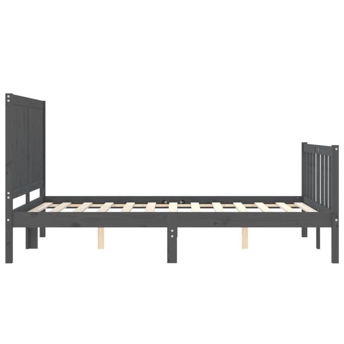Massivholzbett mit Kopfteil Grau 140x190 cm