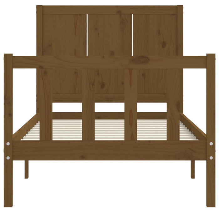 Massivholzbett mit Kopfteil Honigbraun 90x200 cm
