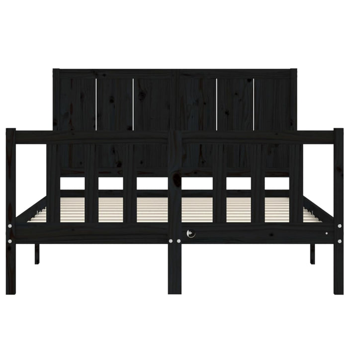 Massivholzbett mit Kopfteil Schwarz 120x200 cm