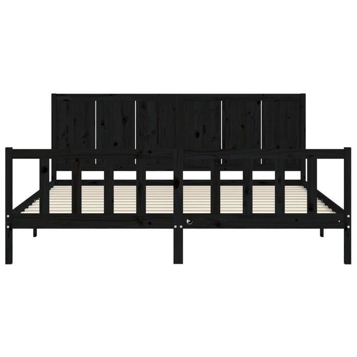 Massivholzbett mit Kopfteil Schwarz 200x200 cm