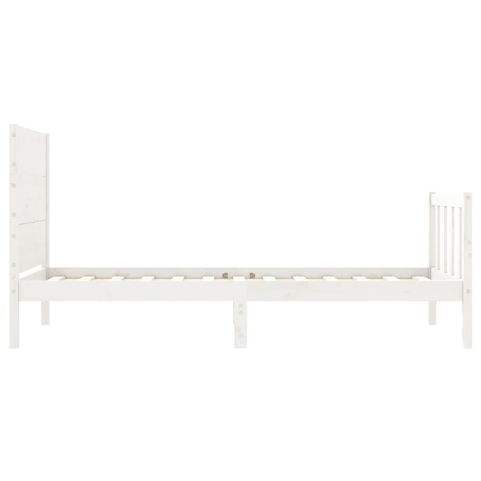 Massivholzbett mit Kopfteil Weiß 90x200 cm