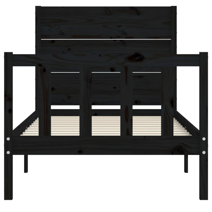 Massivholzbett mit Kopfteil Schwarz 90x200 cm