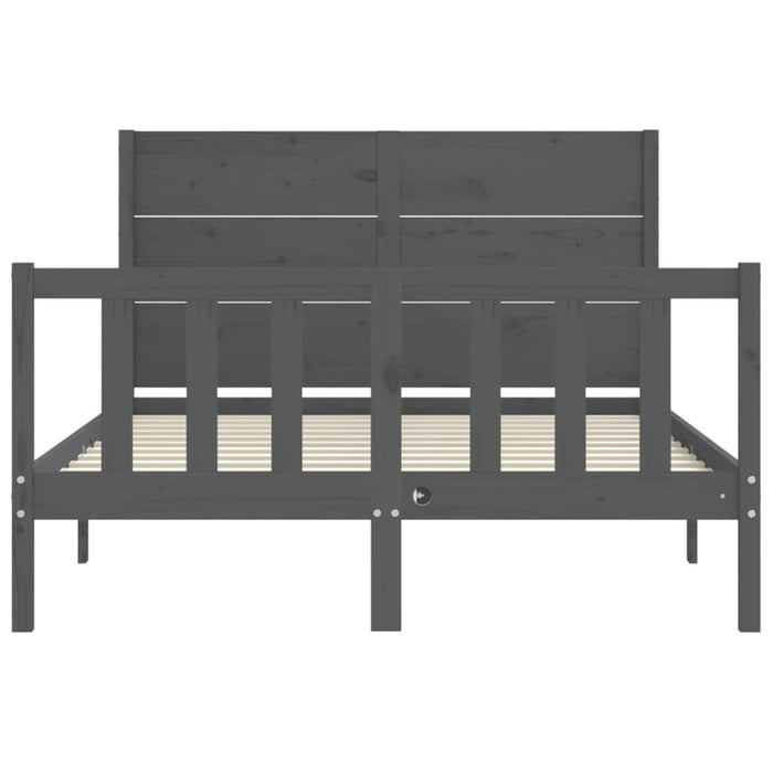 Massivholzbett mit Kopfteil Grau 120x200 cm