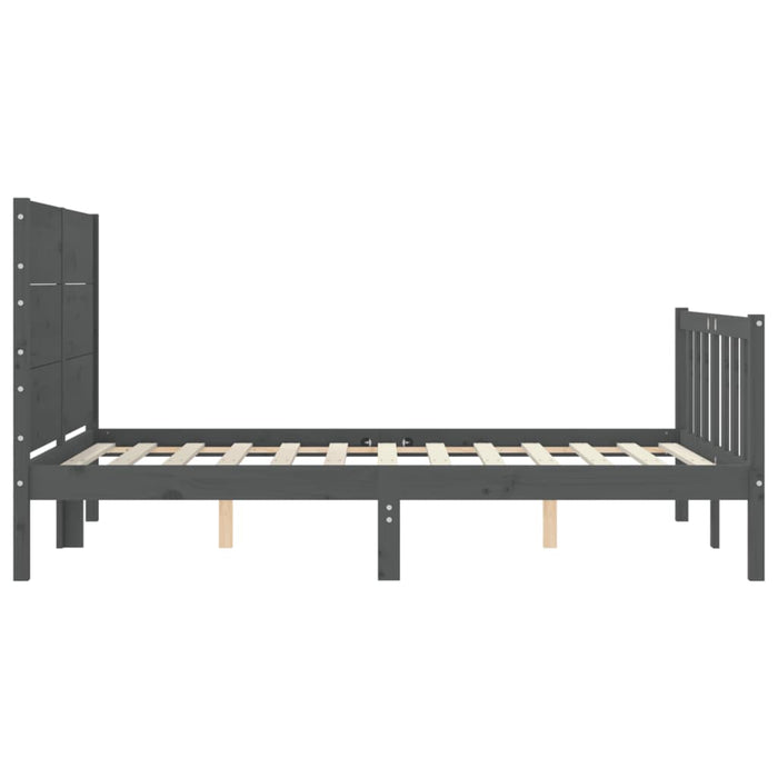 Massivholzbett mit Kopfteil Grau 120x200 cm