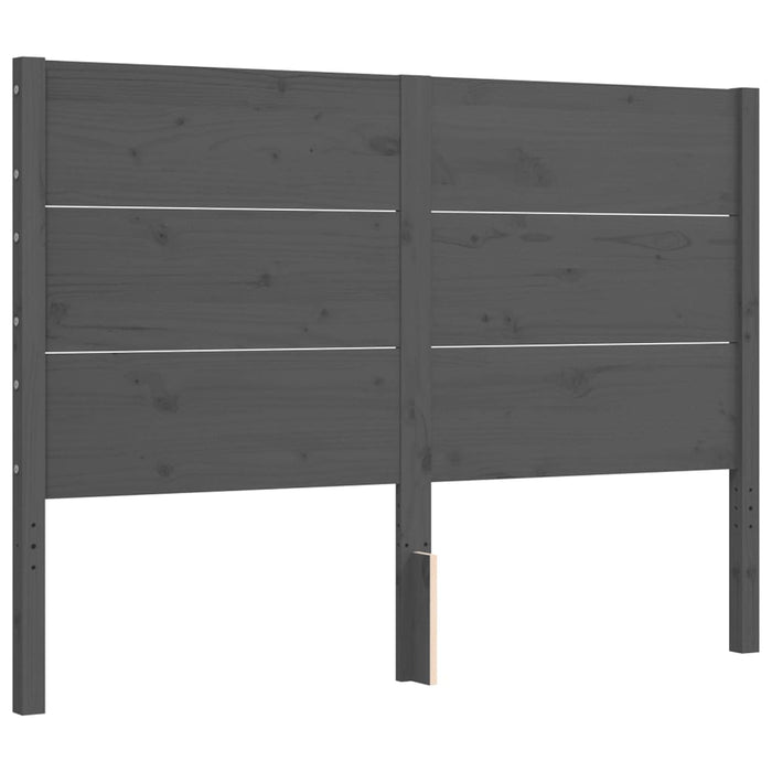 Massivholzbett mit Kopfteil Grau 120x200 cm