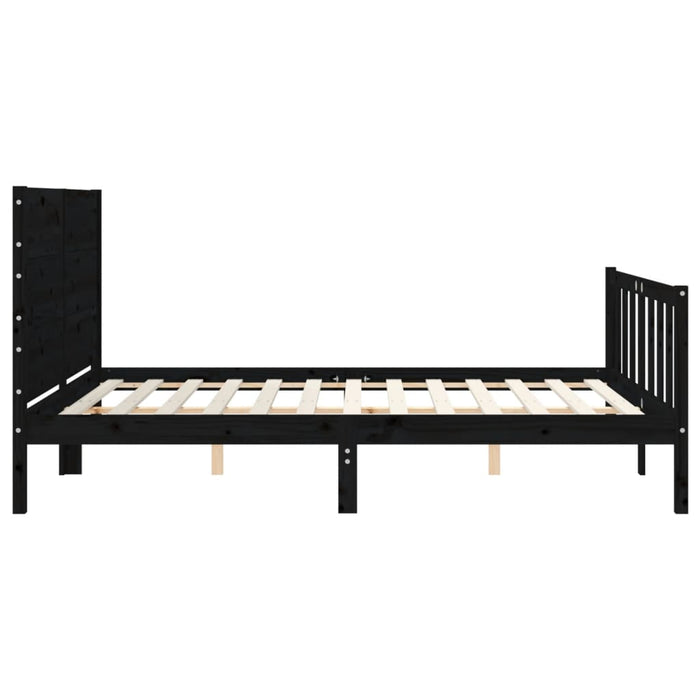 Massivholzbett mit Kopfteil Schwarz