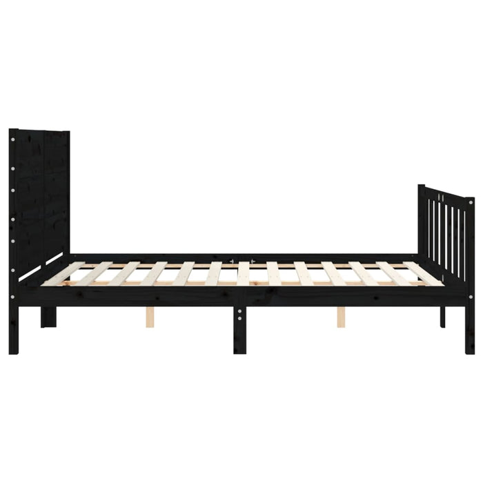 Massivholzbett mit Kopfteil Schwarz 160x200 cm