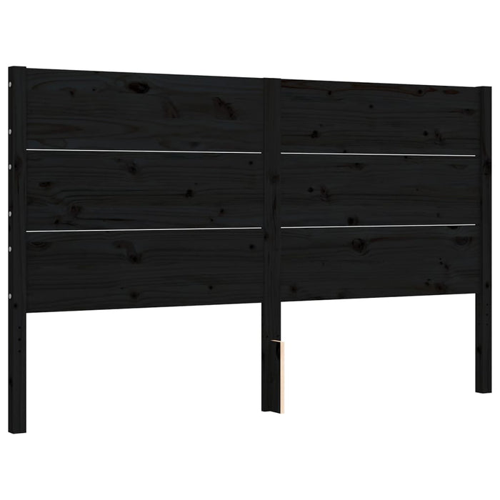 Massivholzbett mit Kopfteil Schwarz 160x200 cm