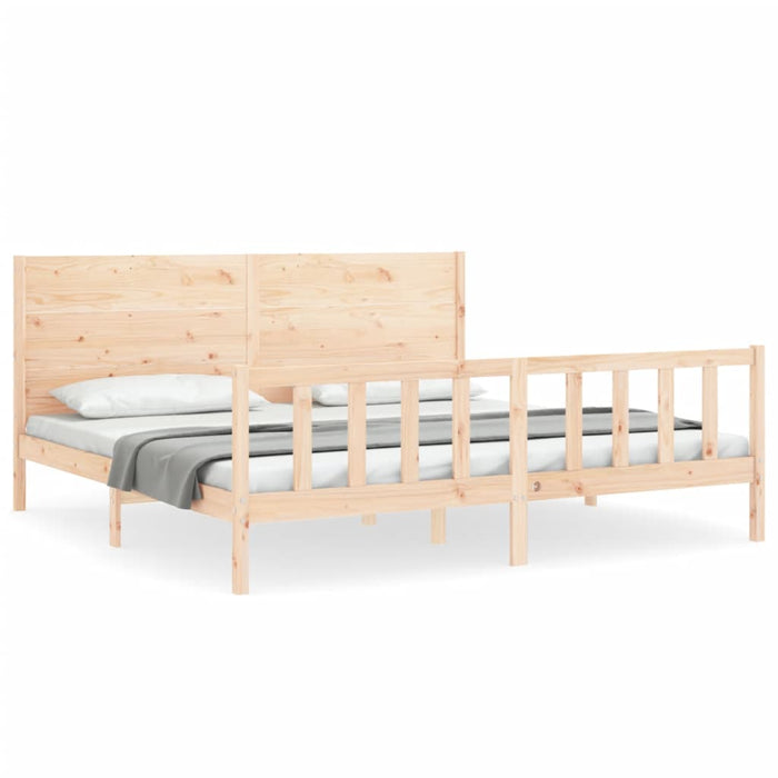 Massivholzbett mit Kopfteil 200x200 cm