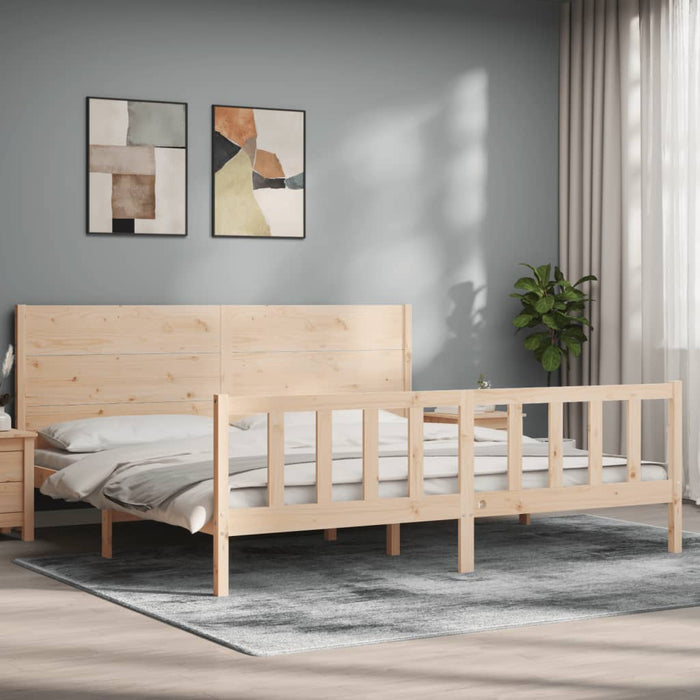 Massivholzbett mit Kopfteil 200x200 cm