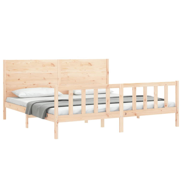 Massivholzbett mit Kopfteil 200x200 cm