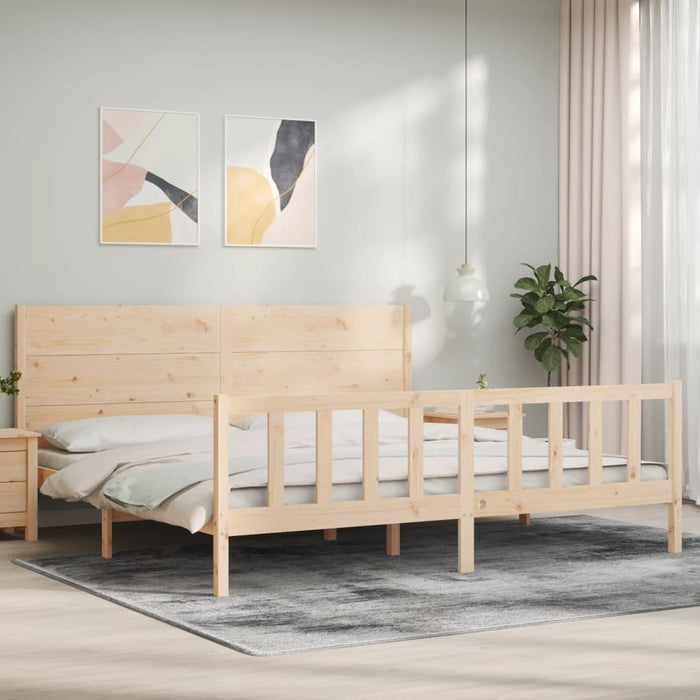 Massivholzbett mit Kopfteil 200x200 cm
