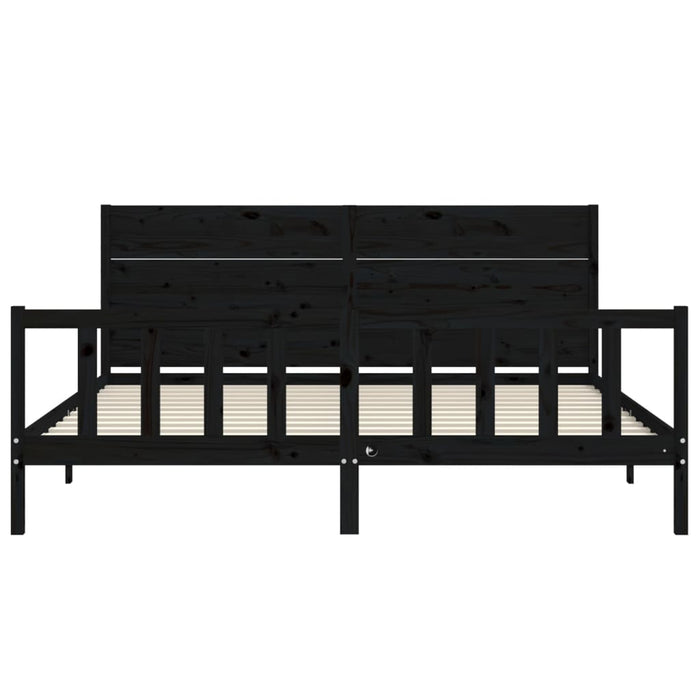 Massivholzbett mit Kopfteil Schwarz 200x200 cm
