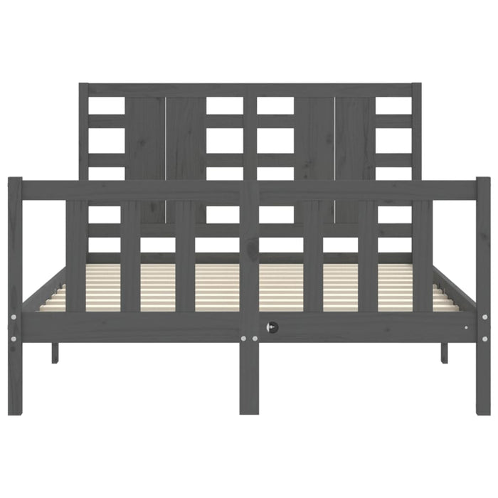Massivholzbett mit Kopfteil Grau 120x200 cm