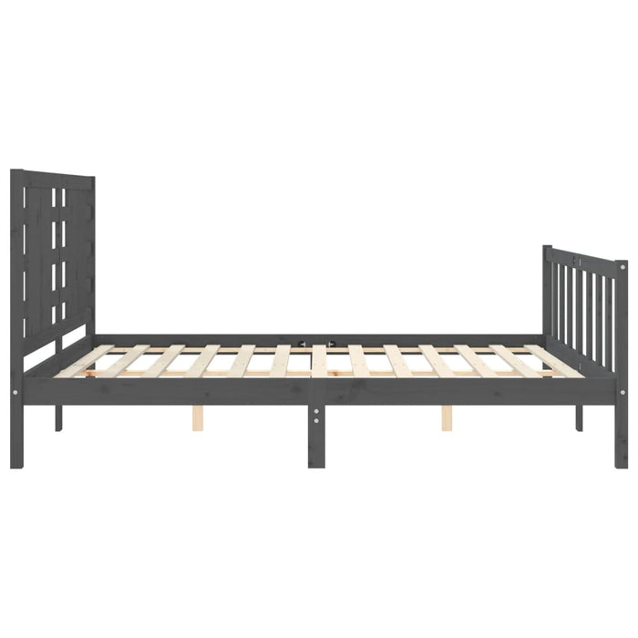 Massivholzbett mit Kopfteil Grau 160x200 cm