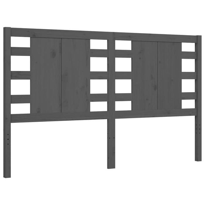 Massivholzbett mit Kopfteil Grau 160x200 cm