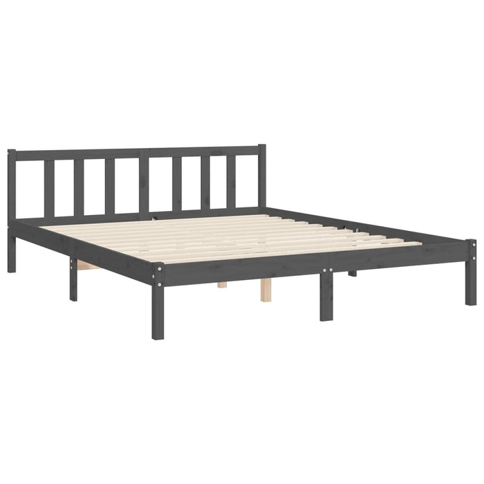 Massivholzbett mit Kopfteil Grau 160x200 cm