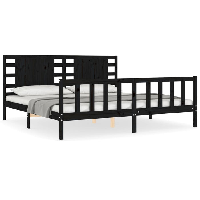 Massivholzbett mit Kopfteil Schwarz 200x200 cm