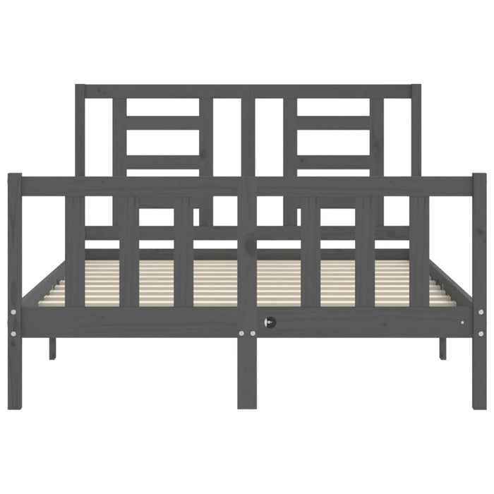 Massivholzbett mit Kopfteil Grau 140x190 cm