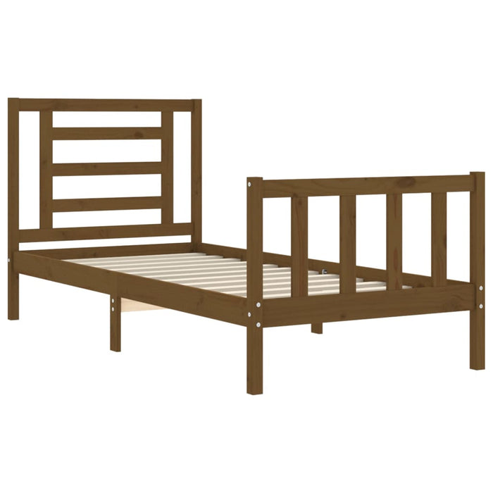Massivholzbett mit Kopfteil Honigbraun 90x200 cm