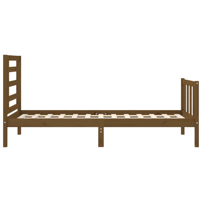 Massivholzbett mit Kopfteil Honigbraun 90x200 cm