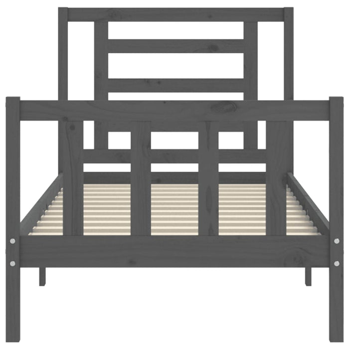 Massivholzbett mit Kopfteil Grau 100x200 cm