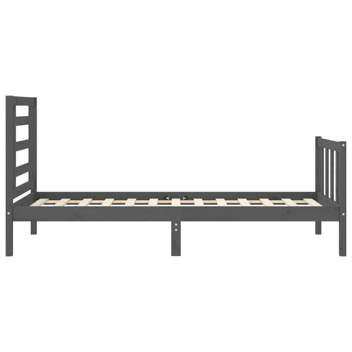 Massivholzbett mit Kopfteil Grau 100x200 cm