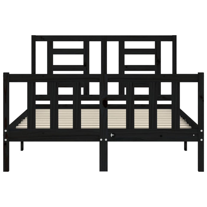 Massivholzbett mit Kopfteil Schwarz 120x200 cm