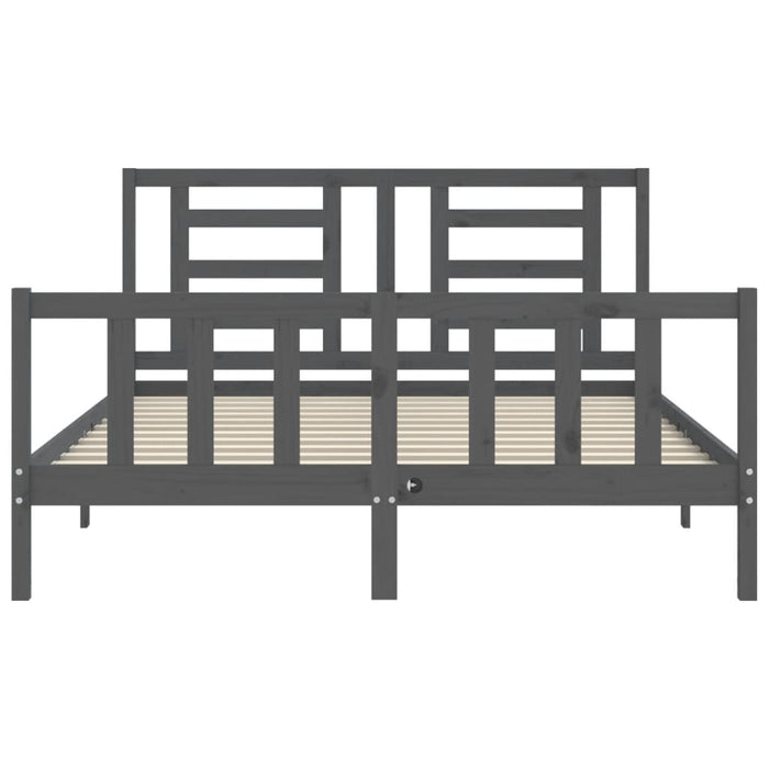 Massivholzbett mit Kopfteil Grau 160x200 cm