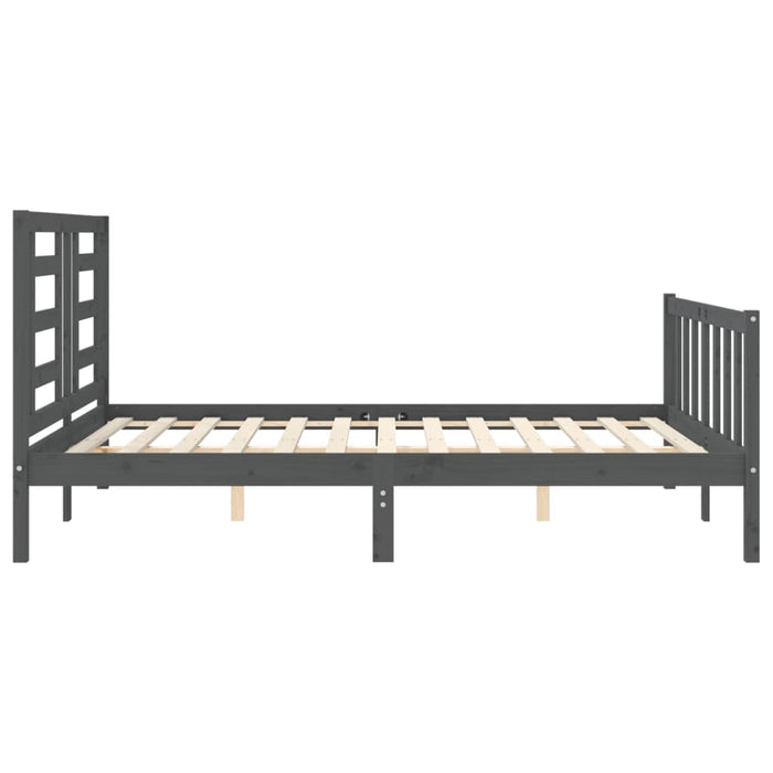 Massivholzbett mit Kopfteil Grau 160x200 cm