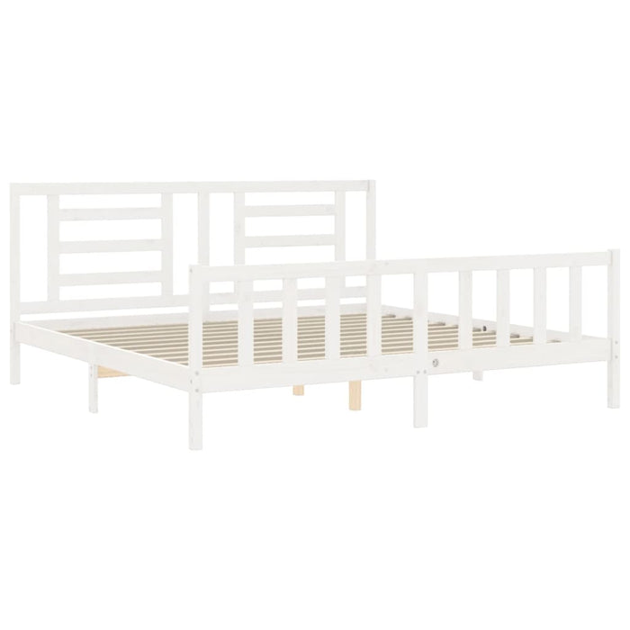 Massivholzbett mit Kopfteil Weiß 200x200 cm