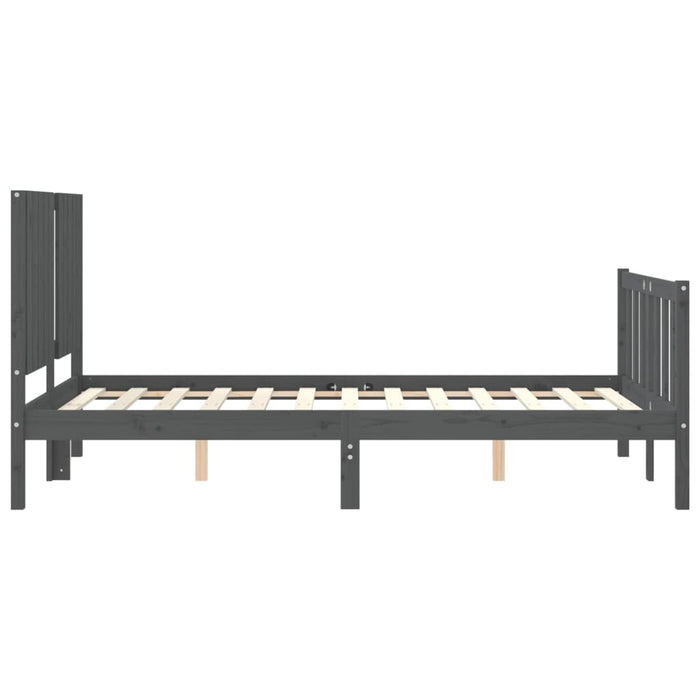 Massivholzbett mit Kopfteil Grau 120x200 cm