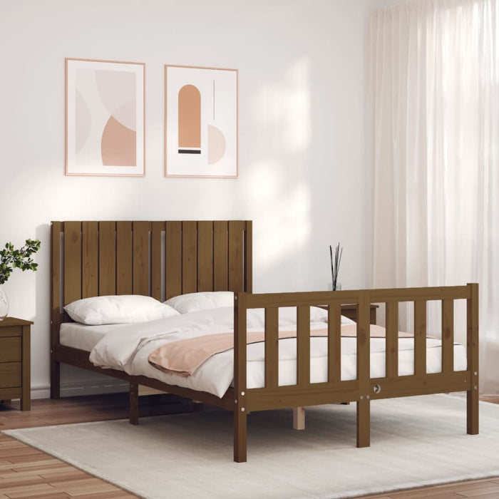 Massivholzbett mit Kopfteil Honigbraun 120x200 cm
