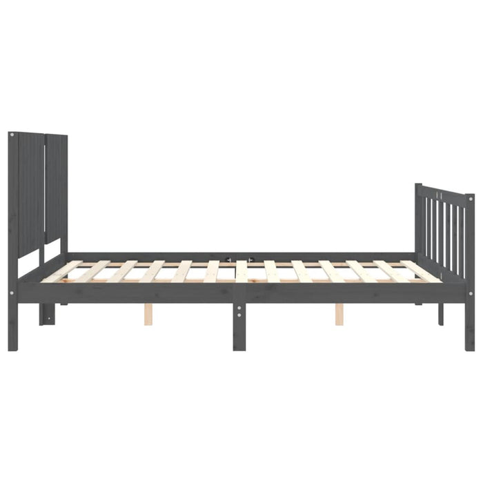 Massivholzbett mit Kopfteil Grau 160x200 cm