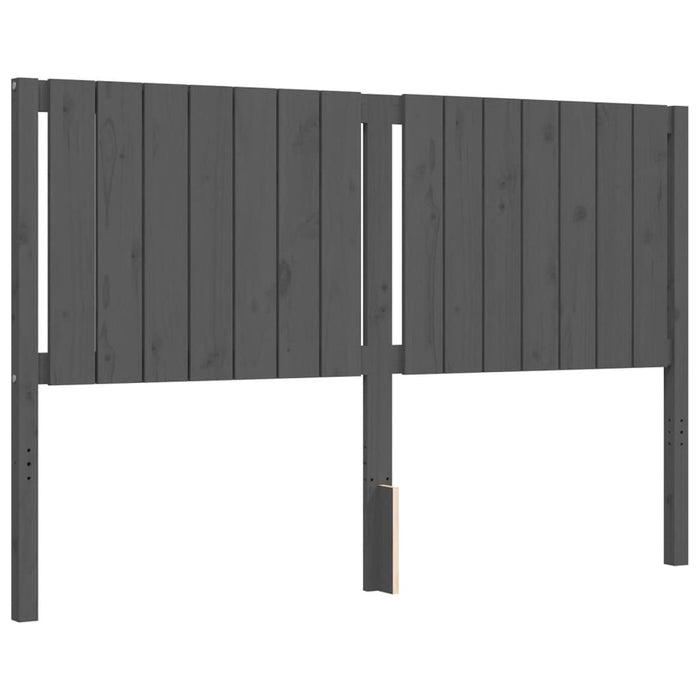 Massivholzbett mit Kopfteil Grau 160x200 cm