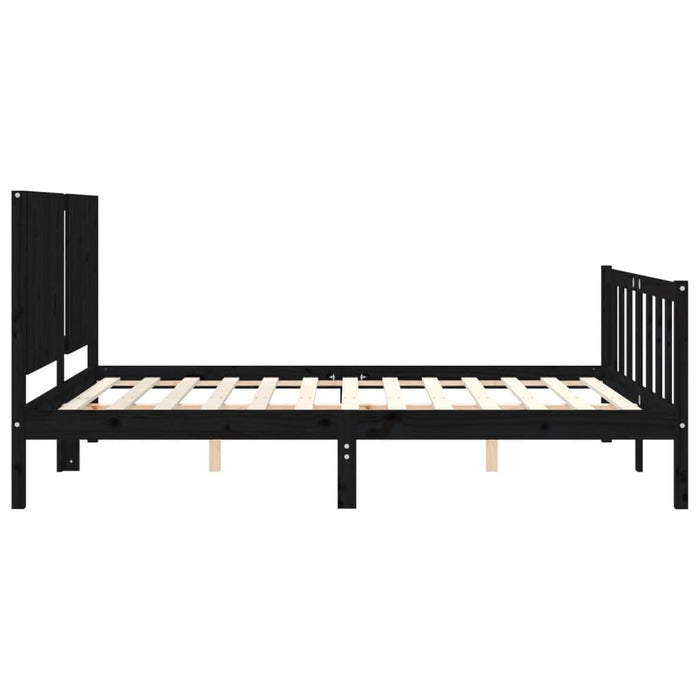 Massivholzbett mit Kopfteil Schwarz 160x200 cm