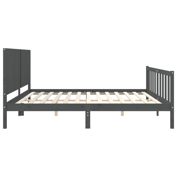 Massivholzbett mit Kopfteil Grau 200x200 cm