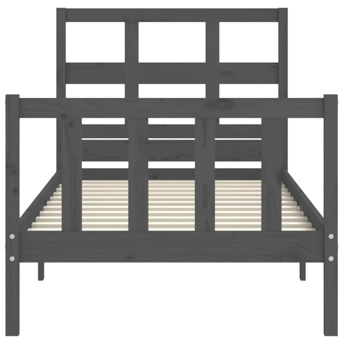 Massivholzbett mit Kopfteil Grau 90x200 cm