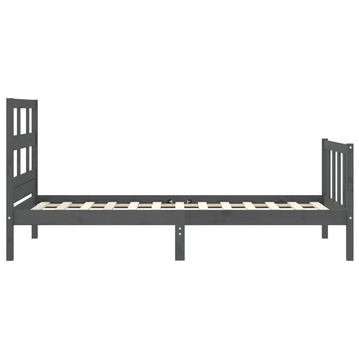 Massivholzbett mit Kopfteil Grau 100x200 cm