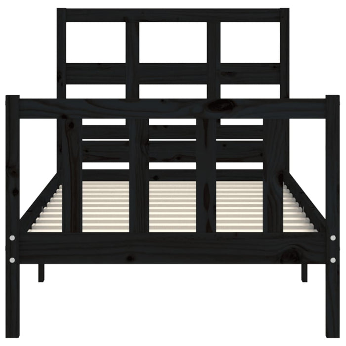 Massivholzbett mit Kopfteil Schwarz 100x200 cm