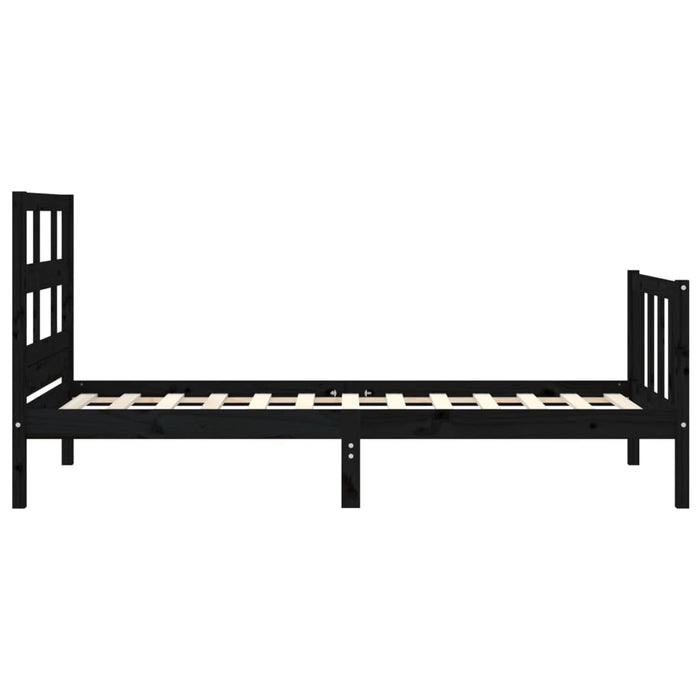 Massivholzbett mit Kopfteil Schwarz 100x200 cm
