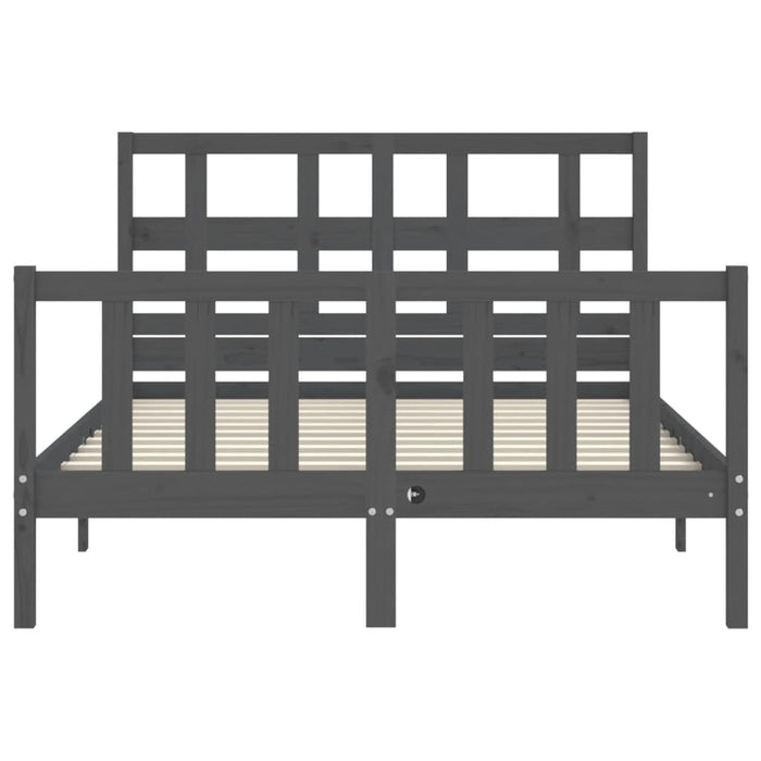 Massivholzbett mit Kopfteil Grau 120x200 cm