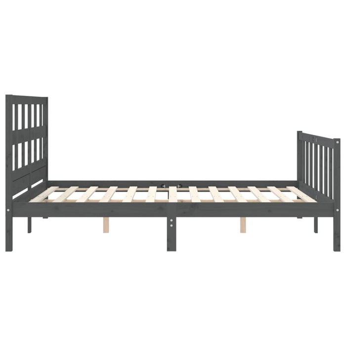 Massivholzbett mit Kopfteil Grau 160x200 cm
