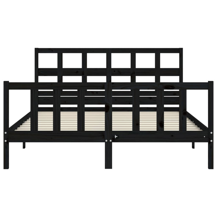 Massivholzbett mit Kopfteil Schwarz 160x200 cm