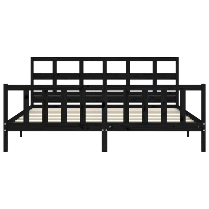 Massivholzbett mit Kopfteil Schwarz 200x200 cm