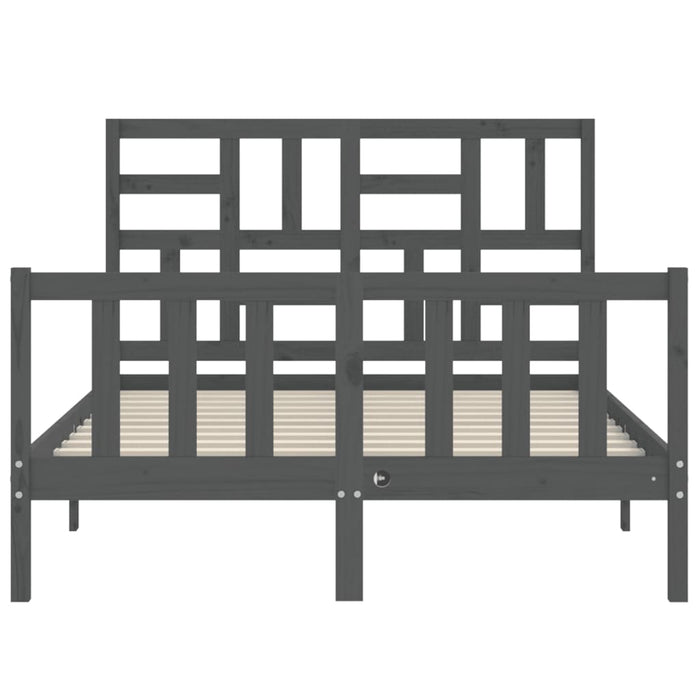 Massivholzbett mit Kopfteil Grau 140x190 cm