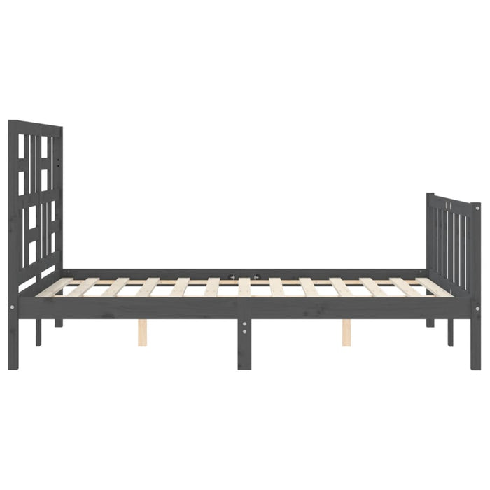 Massivholzbett mit Kopfteil Grau 140x190 cm