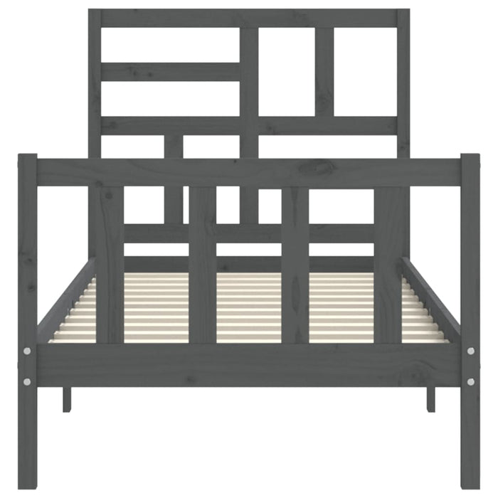Massivholzbett mit Kopfteil Grau 90x200 cm